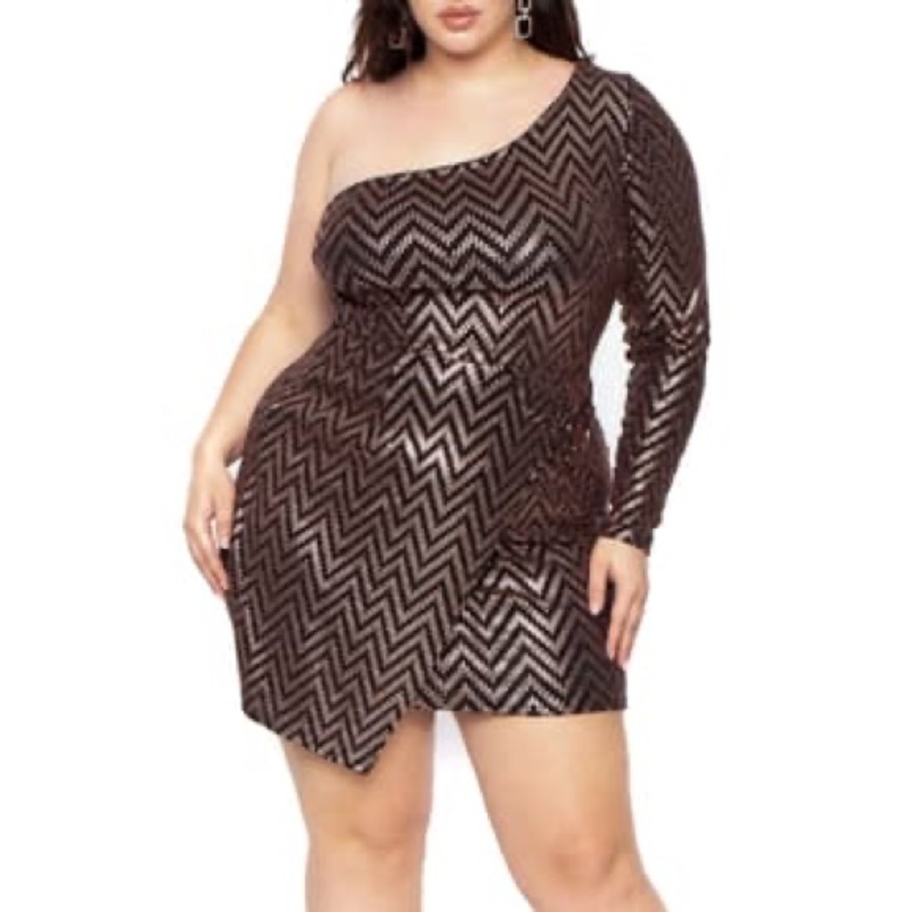 Copper Sequined One Shoulder dress
